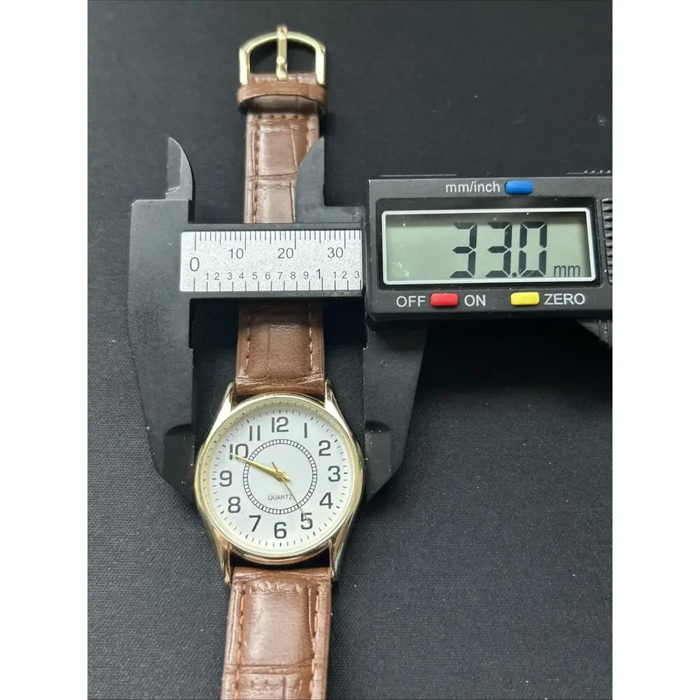 Gold Tone White Dial Brown Band Women’s Quartz Watch